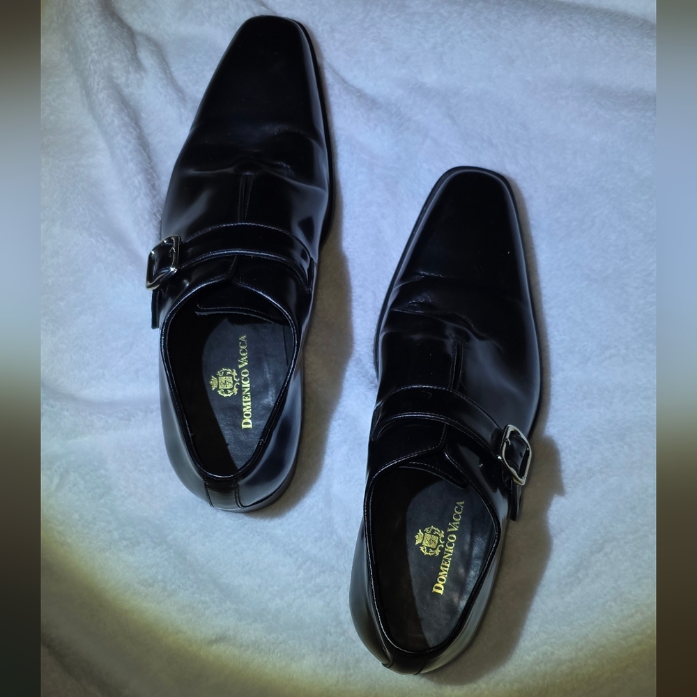 Men's Black Italian Leather Domenico Vacca Dress Shoes, Size 6